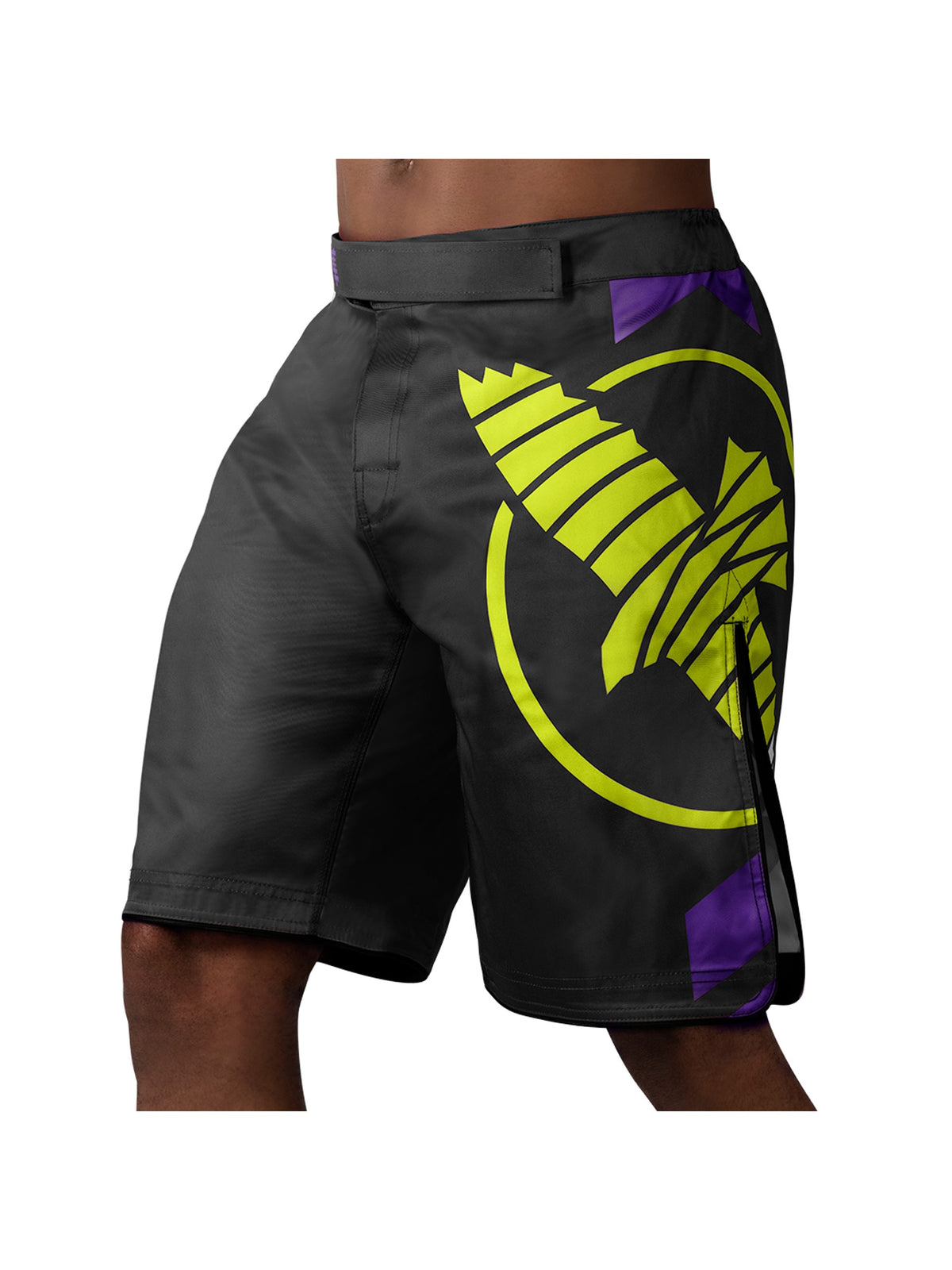 Hayabusa Icon MMA Shorts, black/neon, main image