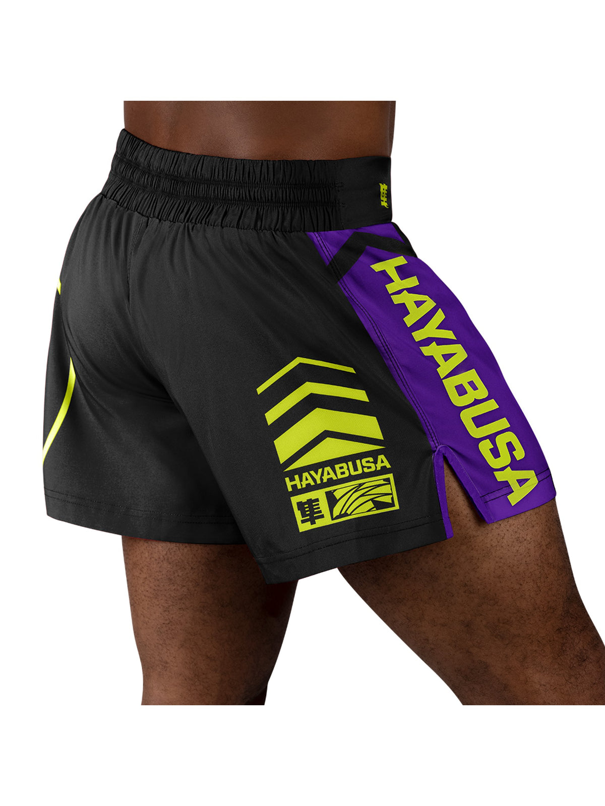 Hayabusa Icon Kickboxing Shorts, black/neon, image 4