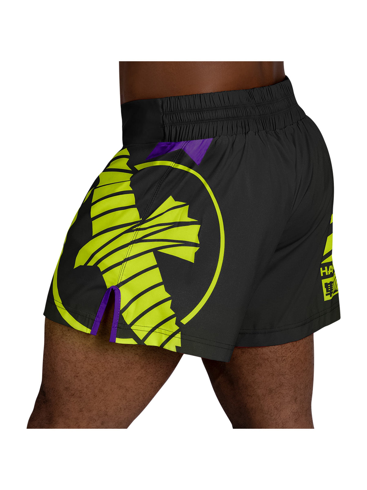 Hayabusa Icon Kickboxing Shorts, black/neon, image 3