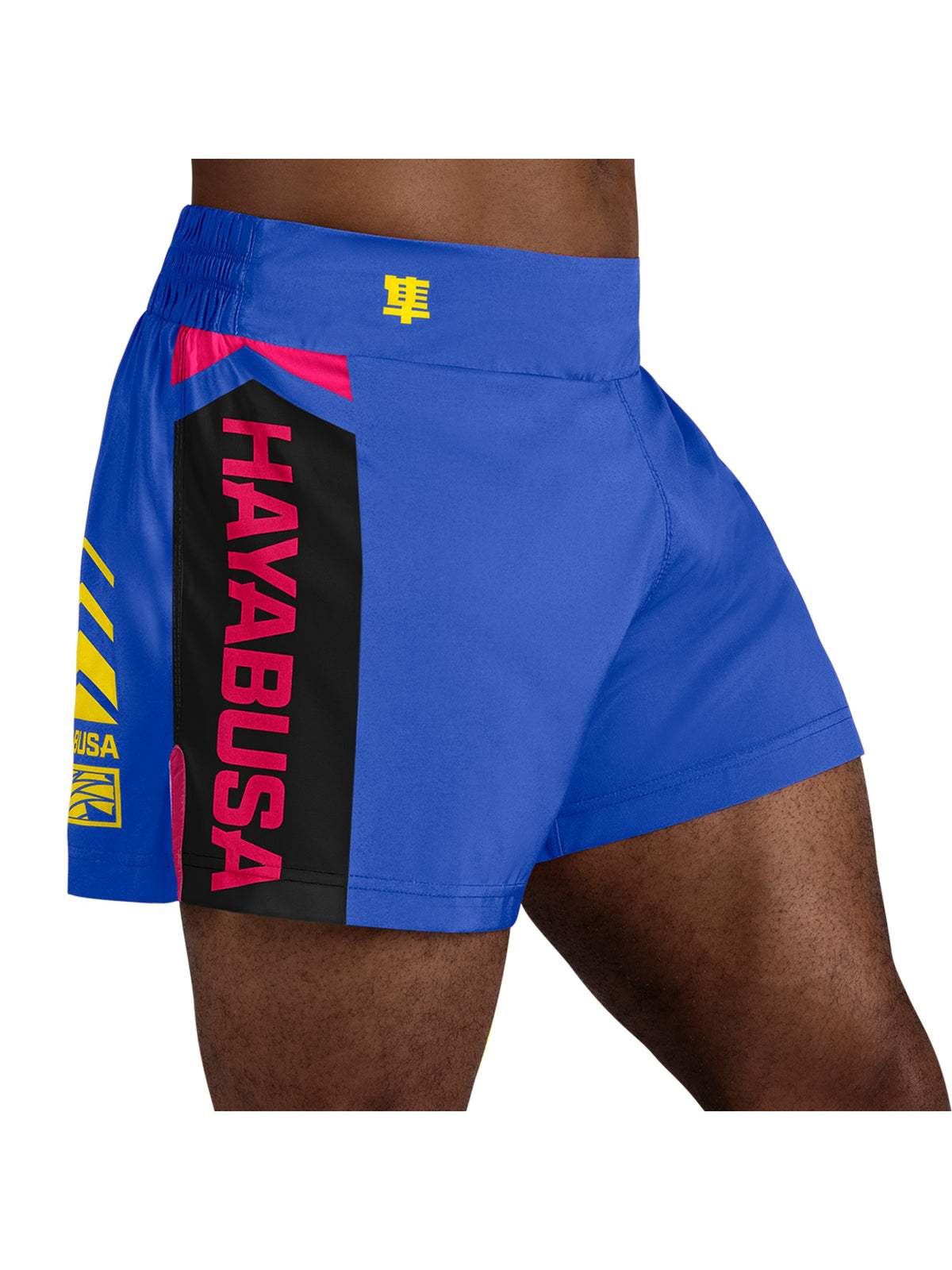 Hayabusa Icon Kickboxing Shorts, blue/yellow, image 2