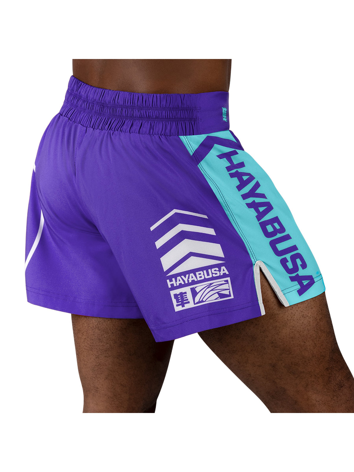 Hayabusa Icon Kickboxing Shorts, purple/white, image 4