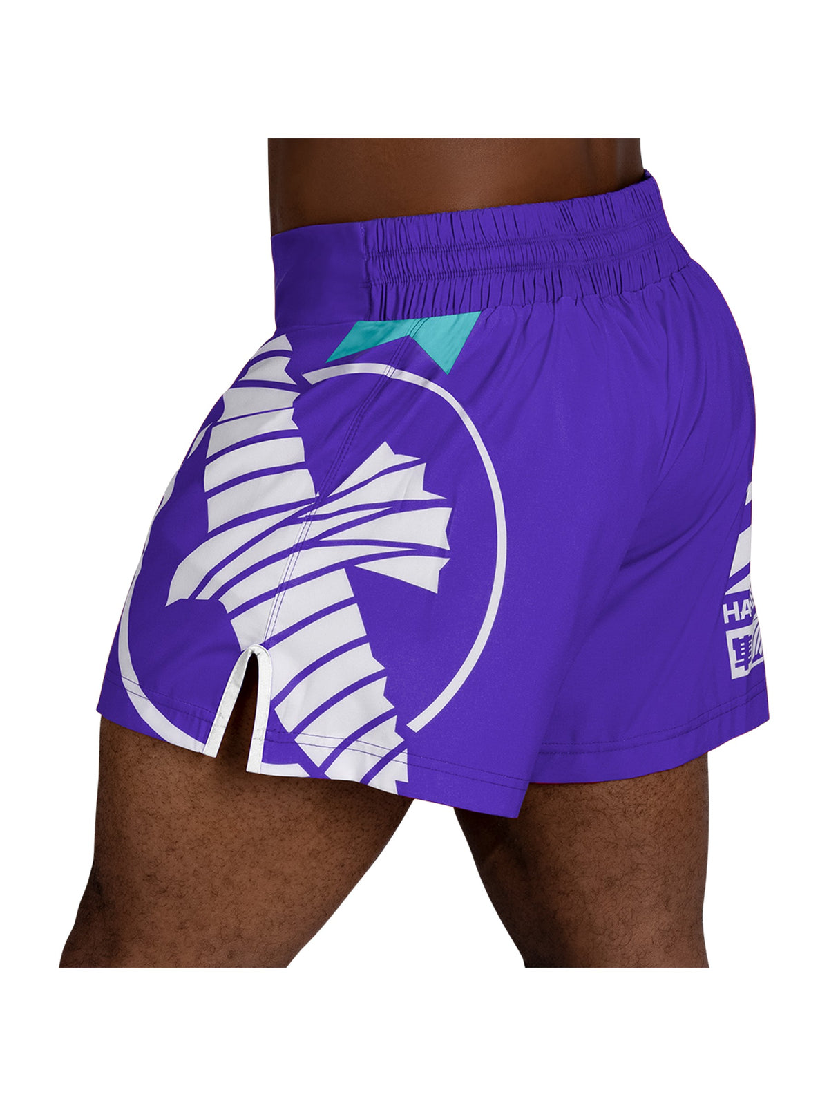 Hayabusa Icon Kickboxing Shorts, purple/white, image 3