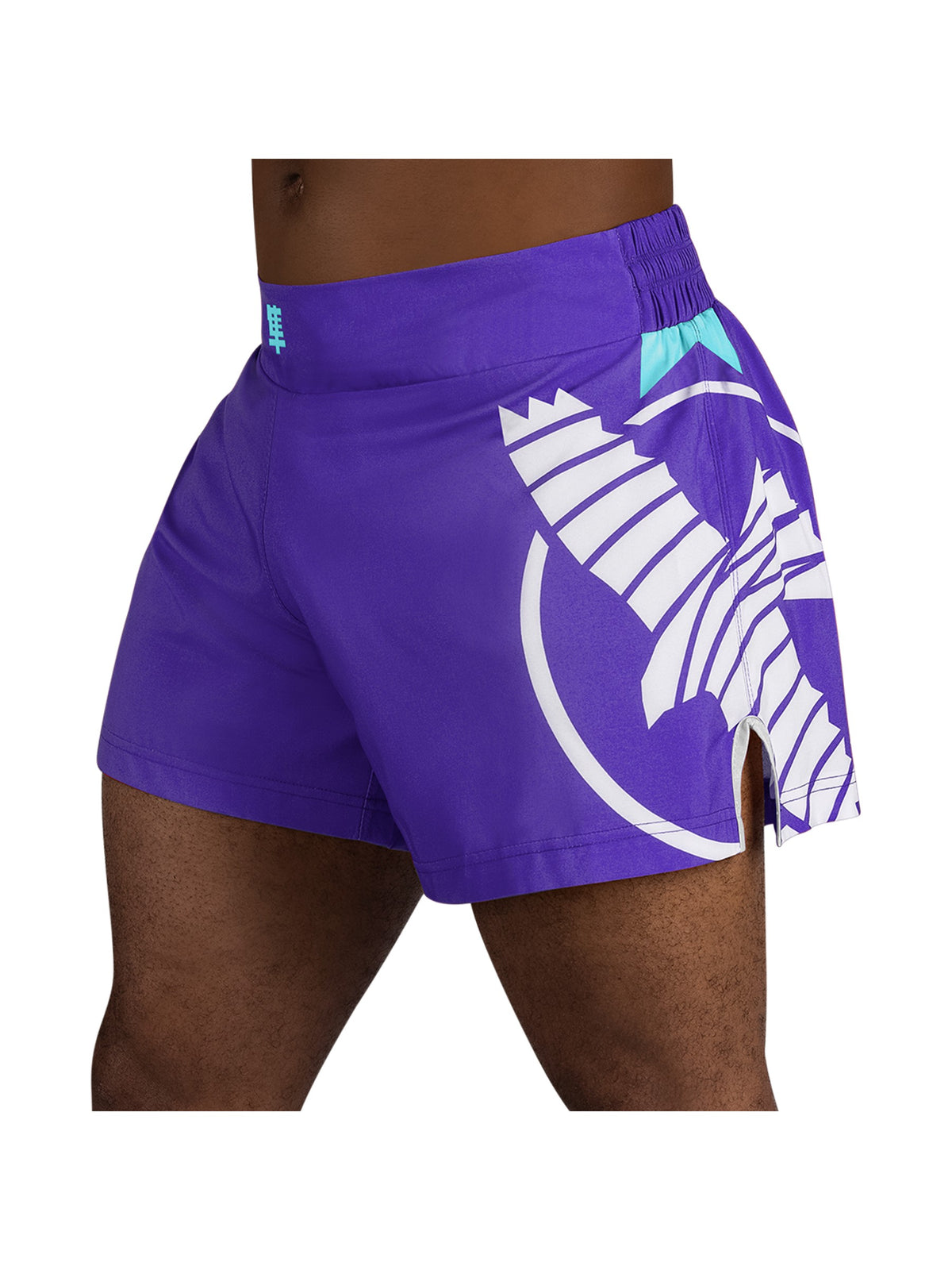 Hayabusa Icon Kickboxing Shorts, purple/white, main image
