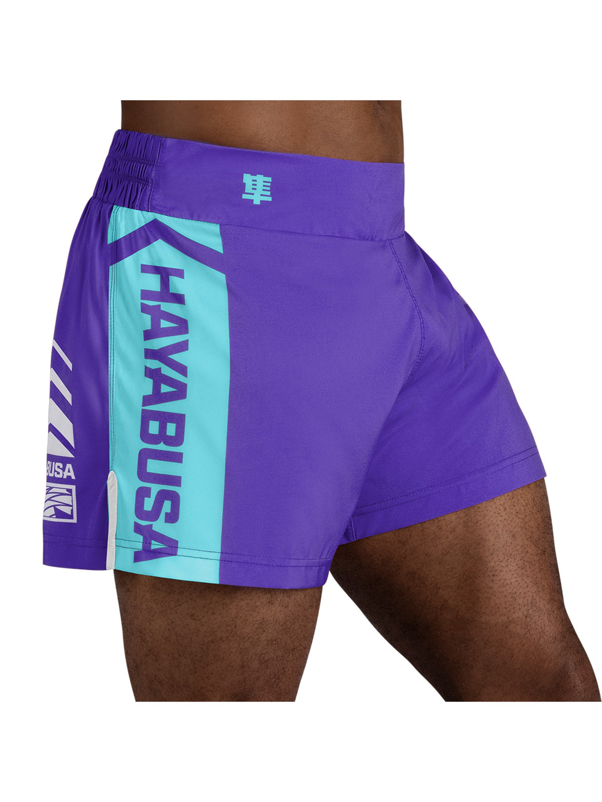 Hayabusa Icon Kickboxing Shorts, purple/white, image 2