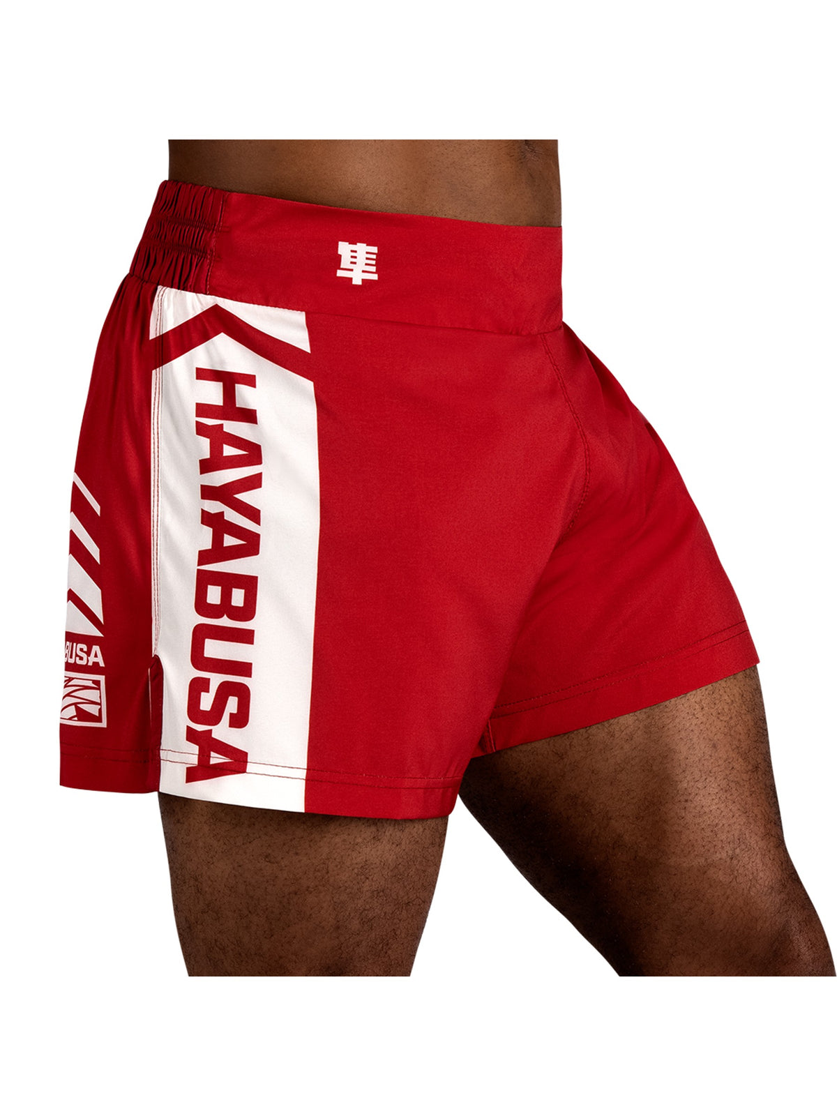Hayabusa Icon Kickboxing Shorts, red/white, image 2