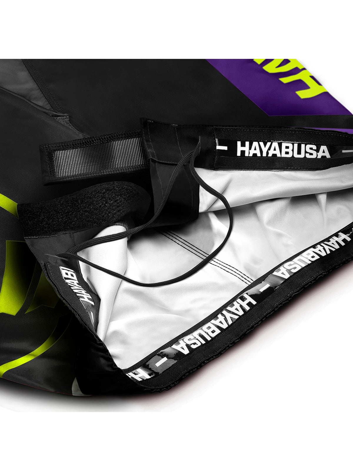 Hayabusa Icon Mid-Thigh MMA Shorts, black/neon, image 5