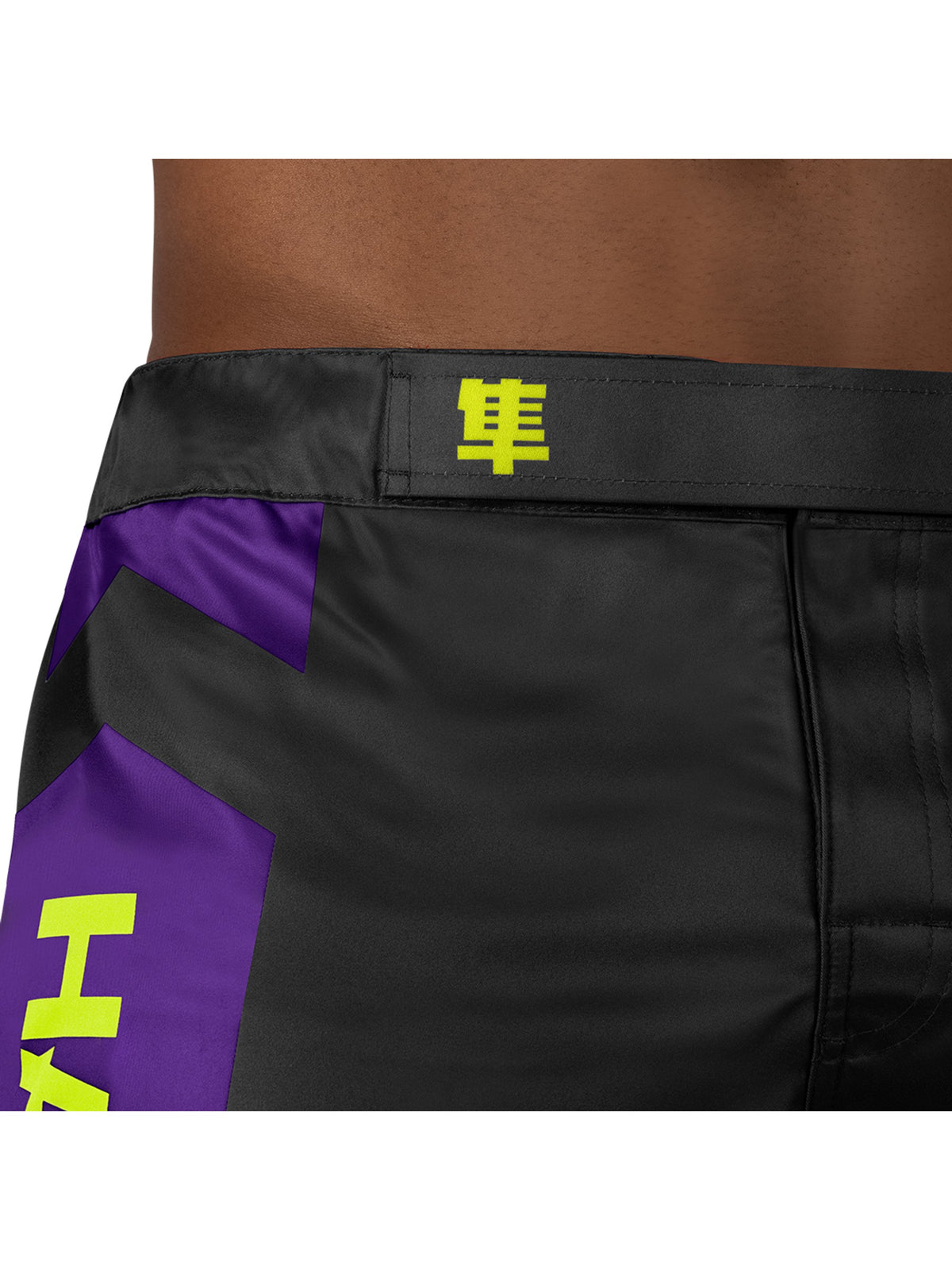 Hayabusa Icon Mid-Thigh MMA Shorts, black/neon, image 6