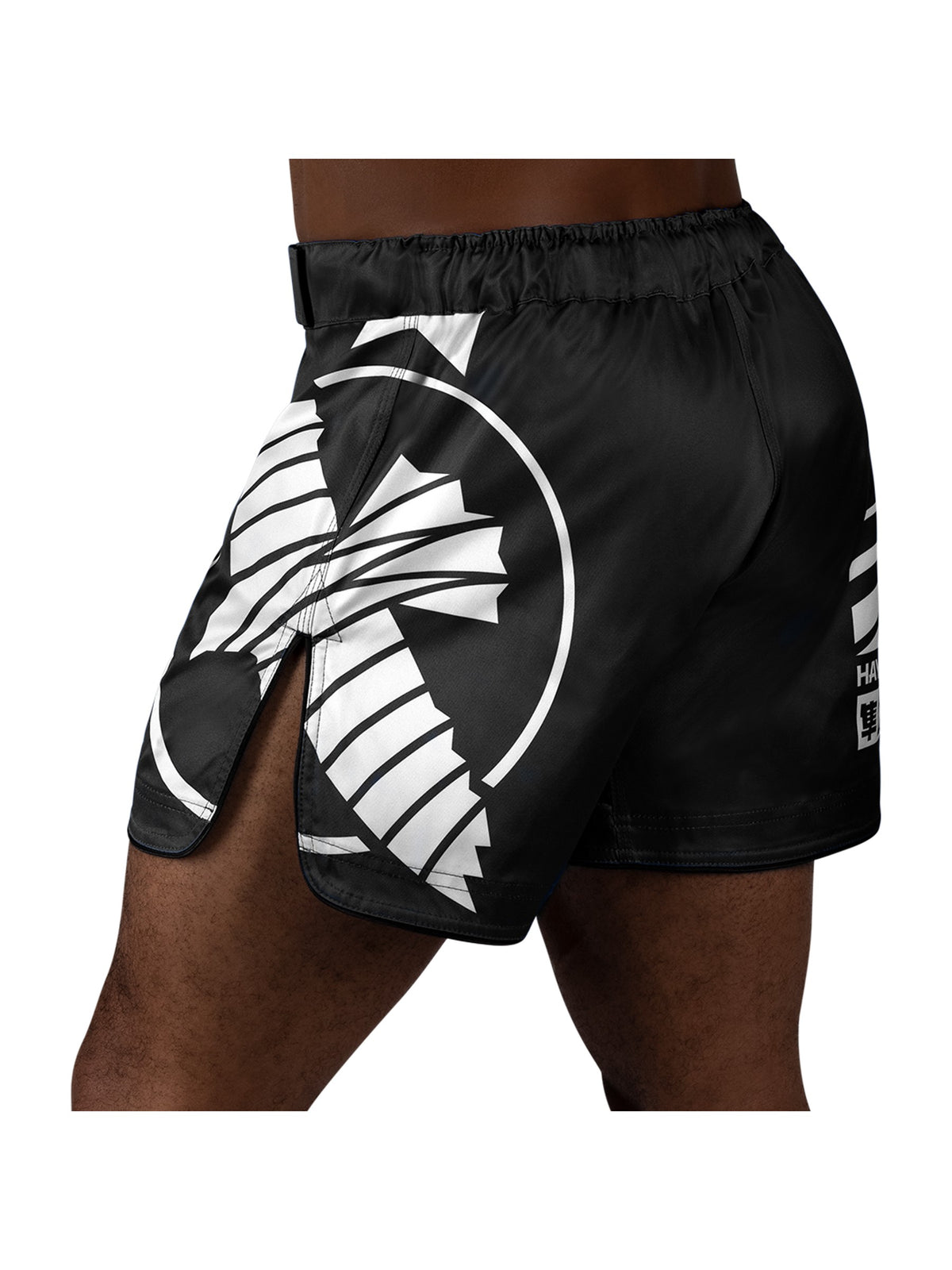 Hayabusa Icon Mid-Thigh MMA Shorts, black/white, image 3