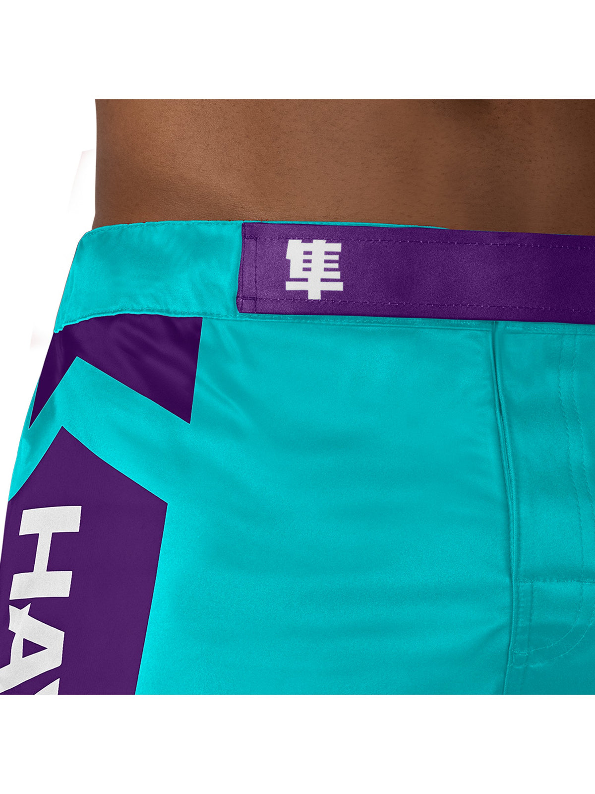 Hayabusa Icon Mid-Thigh MMA Shorts, teal/white, image 6