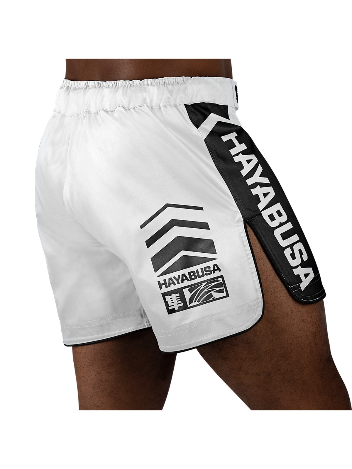 Hayabusa Icon Mid-Thigh MMA Shorts, white/black, image 4