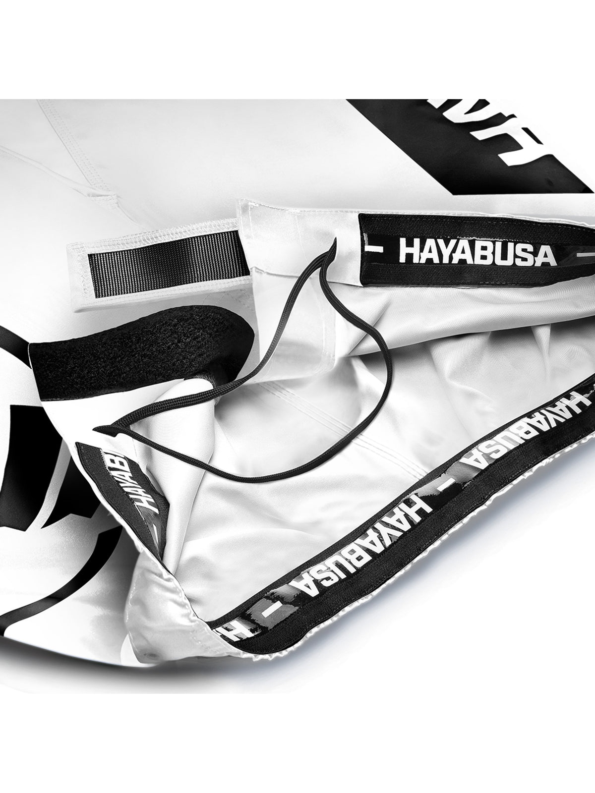 Hayabusa Icon Mid-Thigh MMA Shorts, white/black, image 5