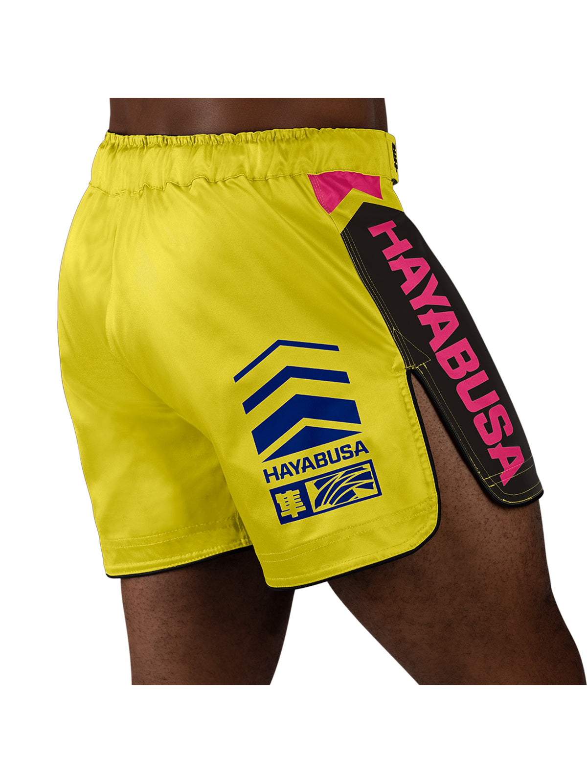 Hayabusa Icon Mid-Thigh MMA Shorts, yellow/blue, image 4