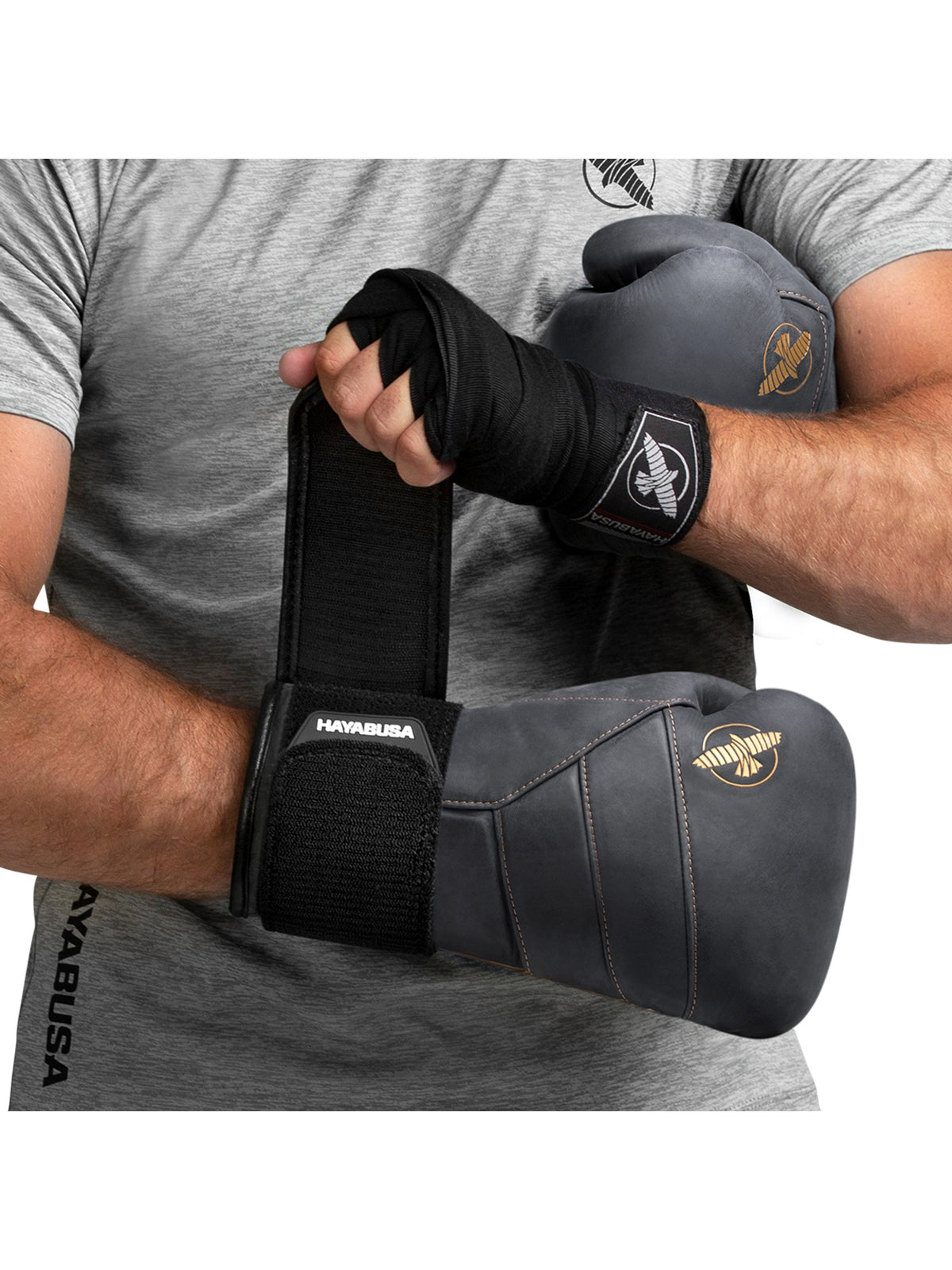 Hayabusa T3 LX Boxing Gloves, obsidian/gold, image 4