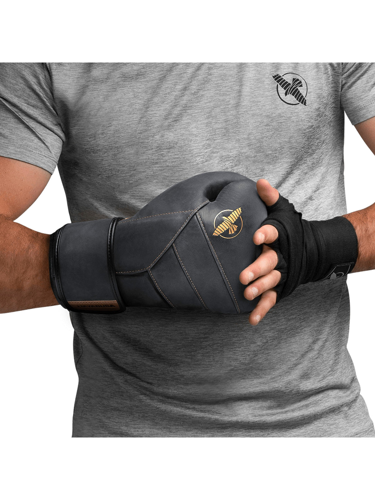 Hayabusa T3 LX Boxing Gloves, obsidian/gold, image 5