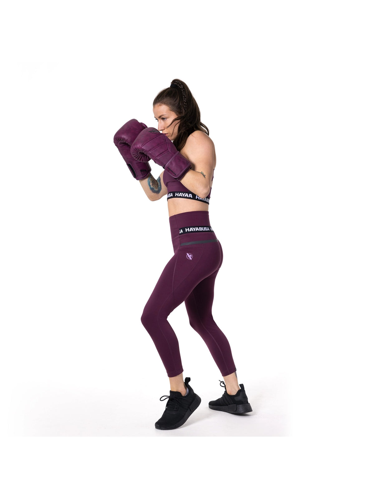 Hayabusa Women's High Rise 3/4 Leggings, wine, image 6