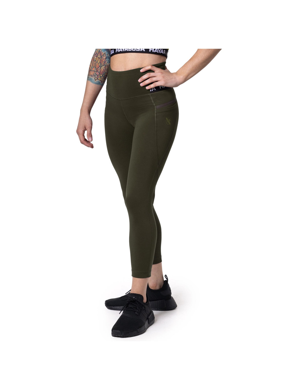 Hayabusa Women's High Rise 3/4 Leggings, olive, main image