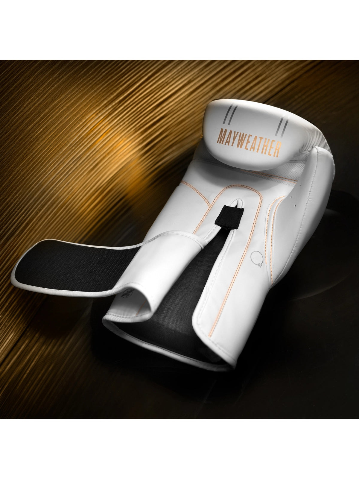 Mayweather Contender Boxing Gloves, white/gold, image 4