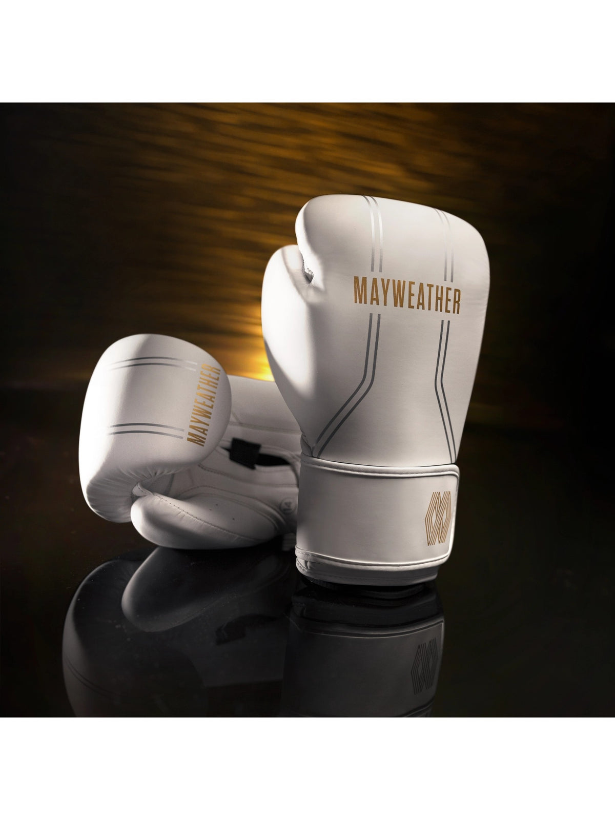 Mayweather Contender Boxing Gloves, white/gold, image 6