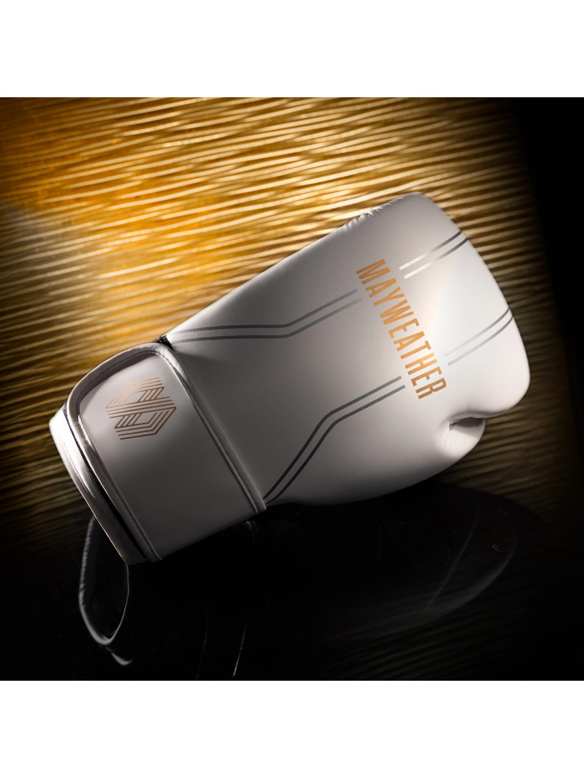 Mayweather Contender Boxing Gloves, white/gold, image 5