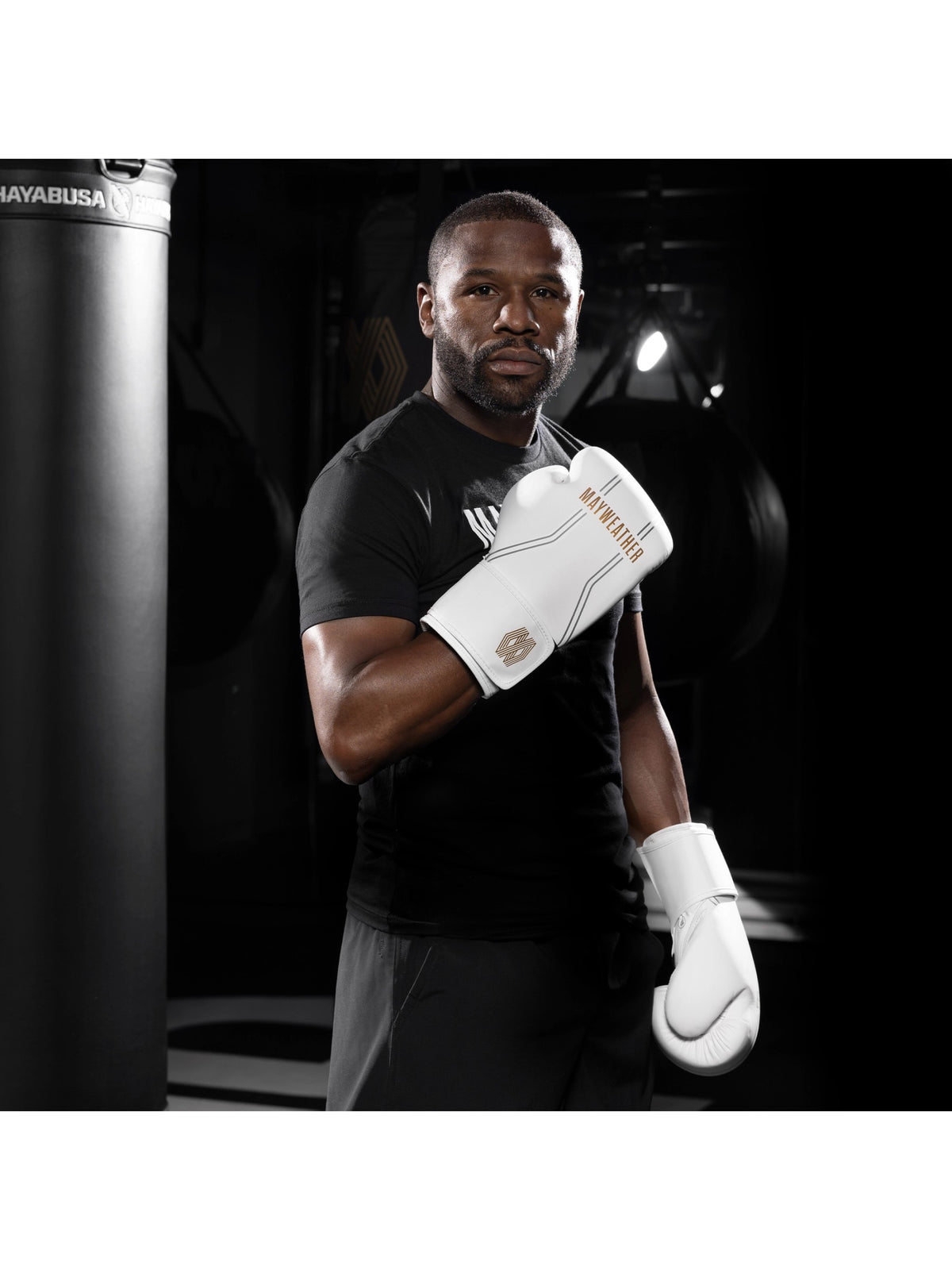 Mayweather Contender Boxing Gloves, white/gold, image 2