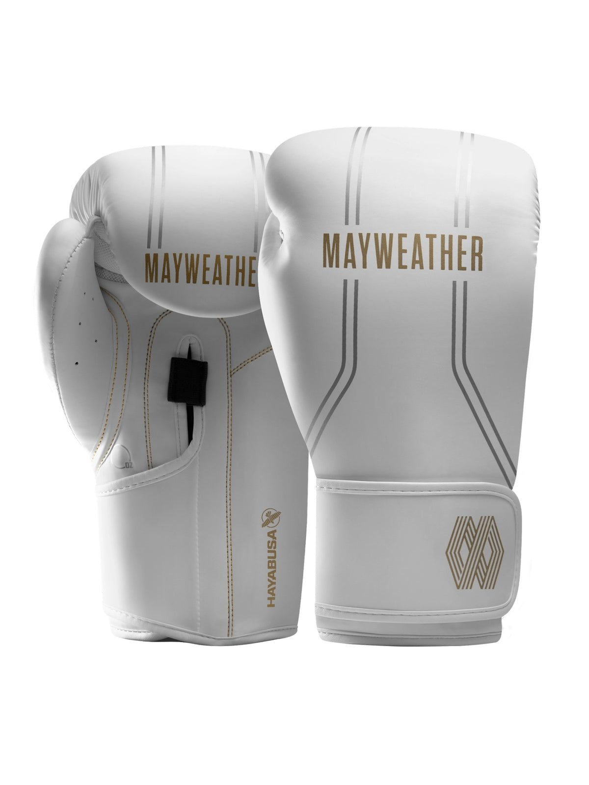 Mayweather Contender Boxing Gloves, white/gold, main image