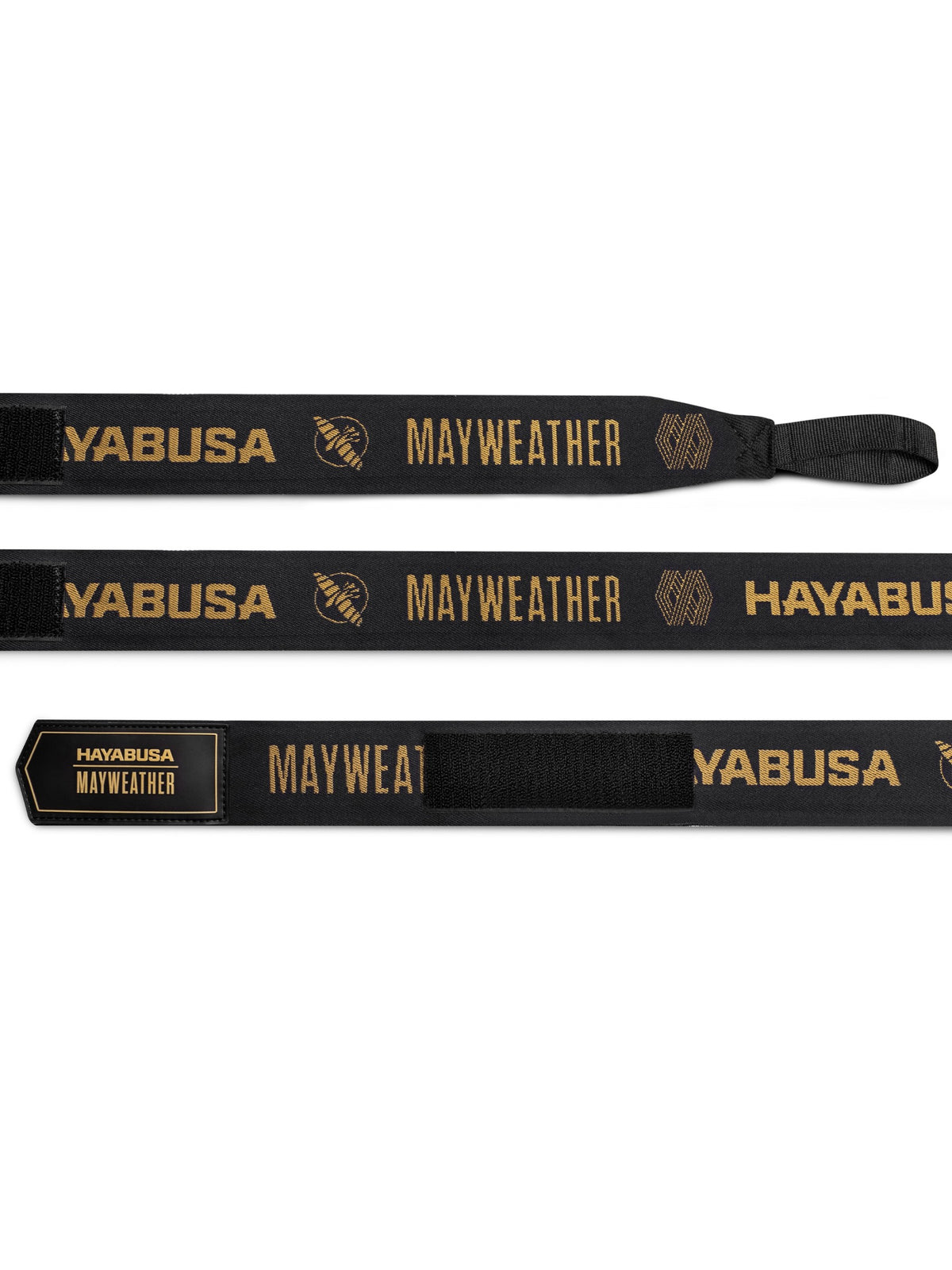 Mayweather 180" Stretch Hand Wraps, black/gold, feature graphic