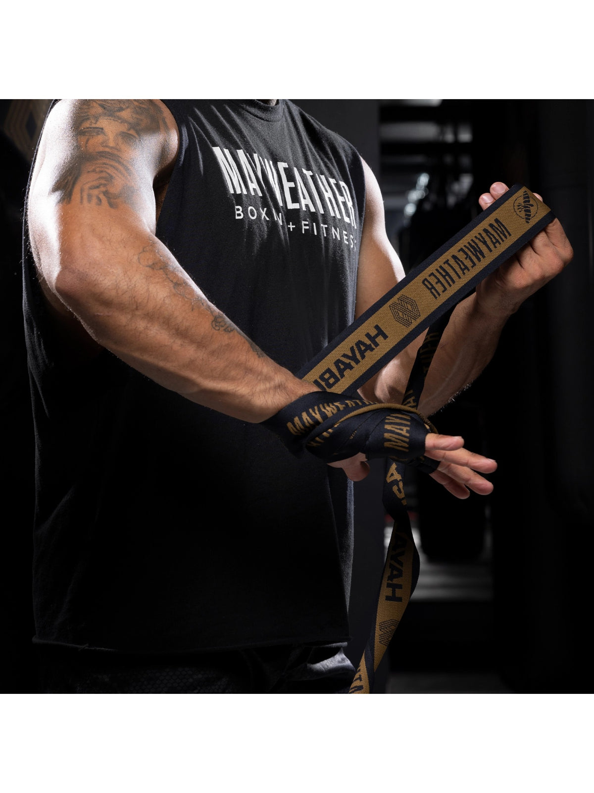 Mayweather 180" Stretch Hand Wraps, black/gold, image 5