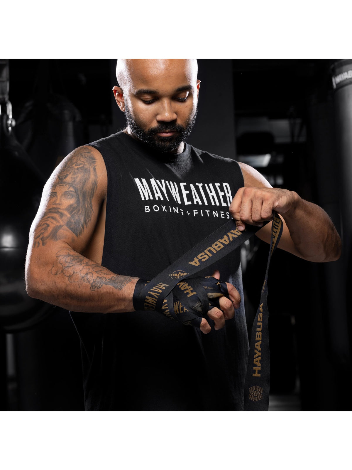 Mayweather 180" Stretch Hand Wraps, black/gold, image 6