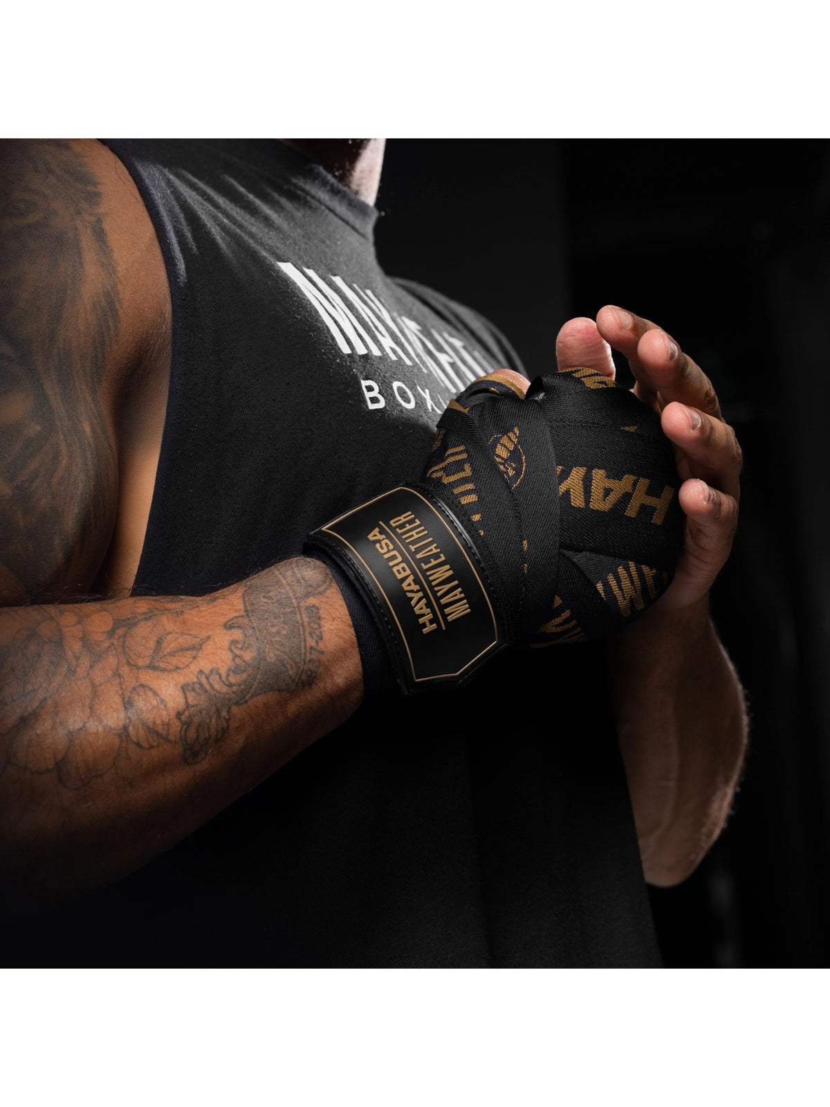 Mayweather 180" Deluxe Hand Wraps, black/gold, image 6
