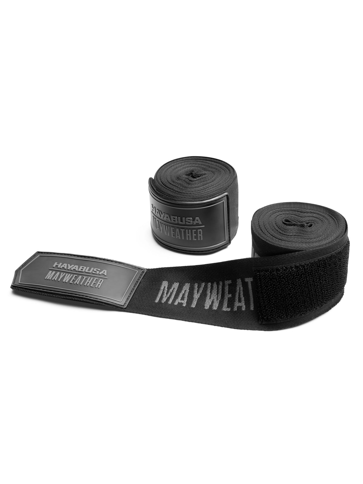 Mayweather 180" Deluxe Hand Wraps, black, feature graphic
