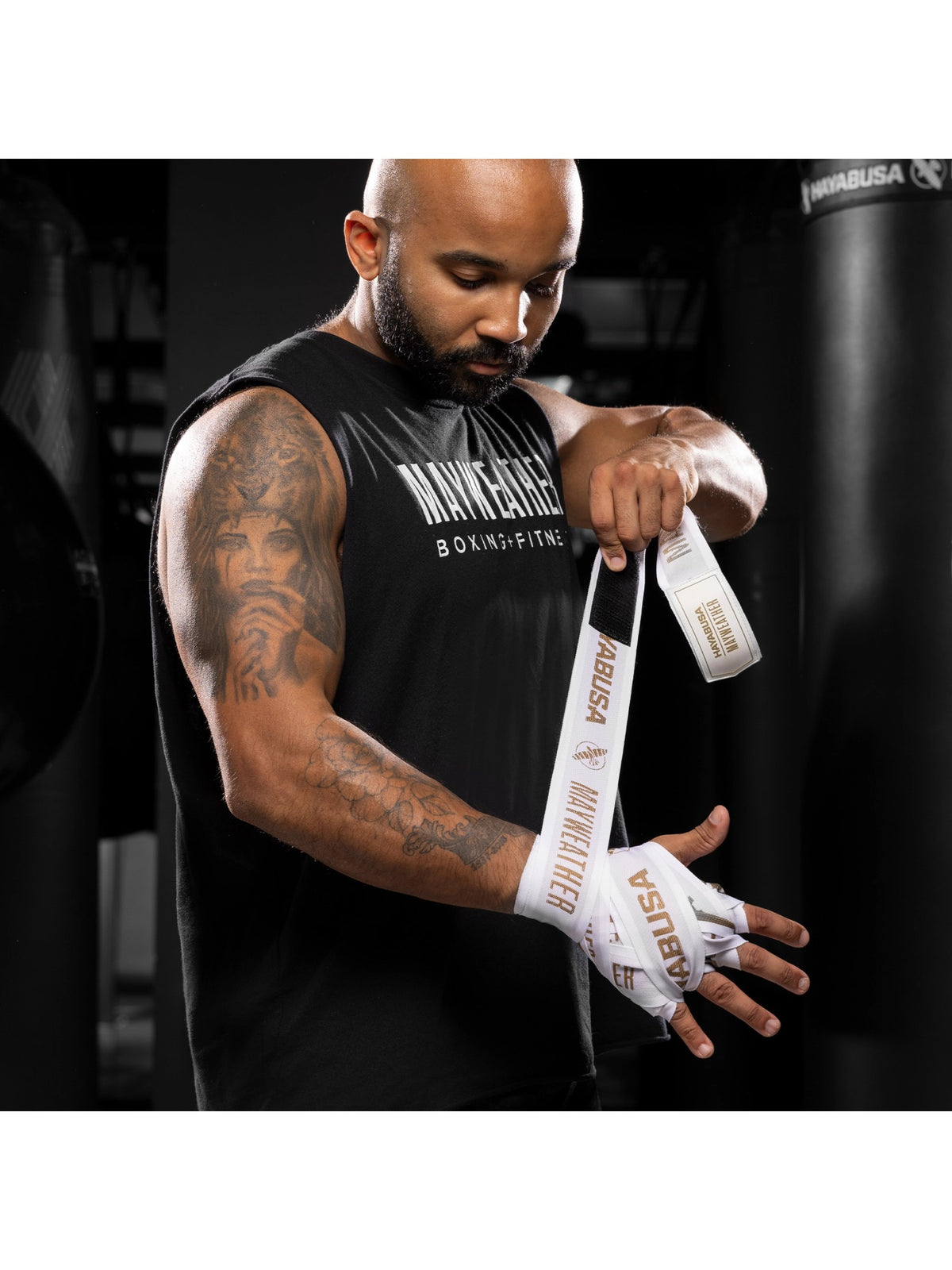 Mayweather 180" Deluxe Hand Wraps, white/gold, image 5
