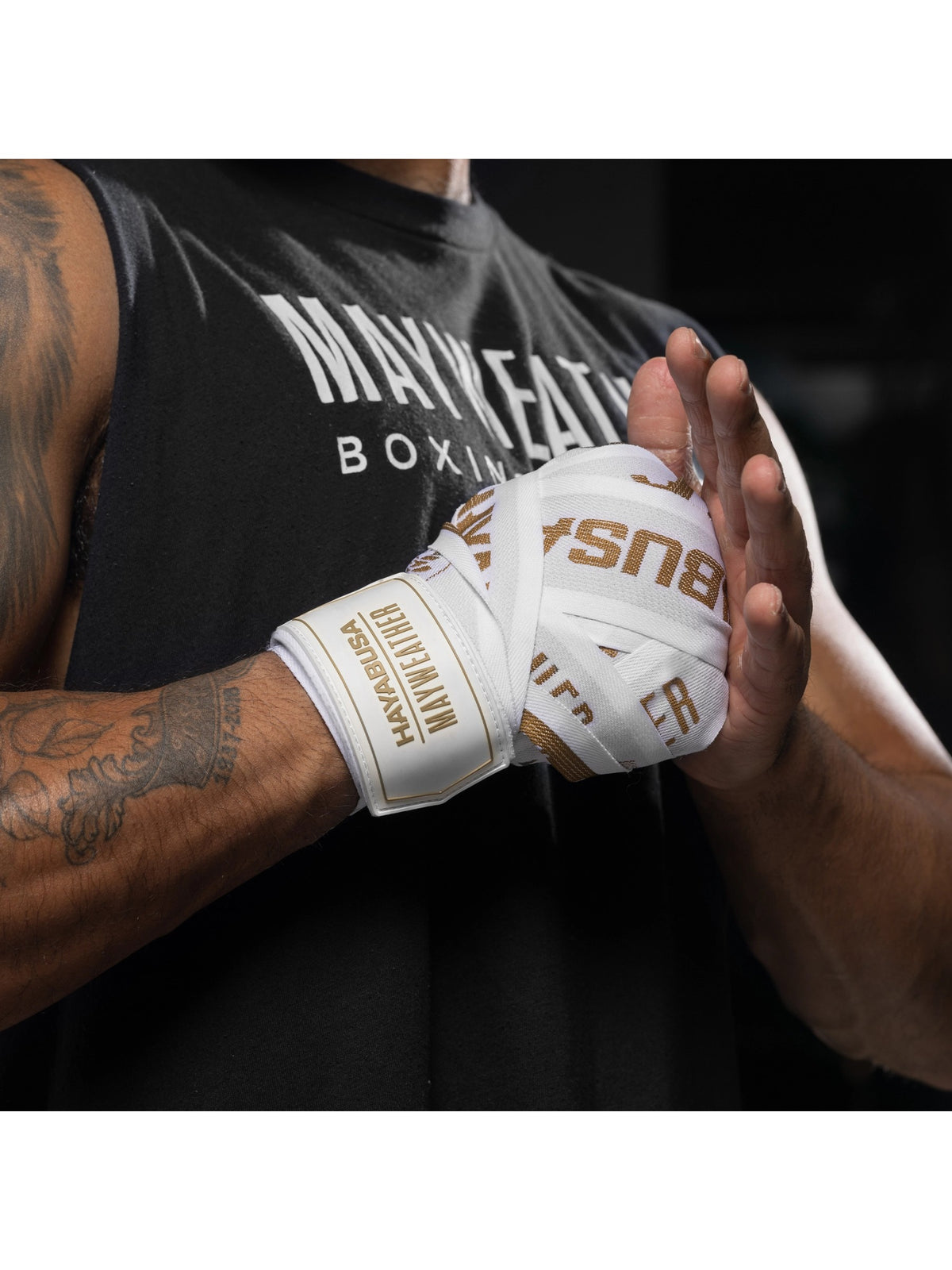 Mayweather 180" Deluxe Hand Wraps, white/gold, image 6
