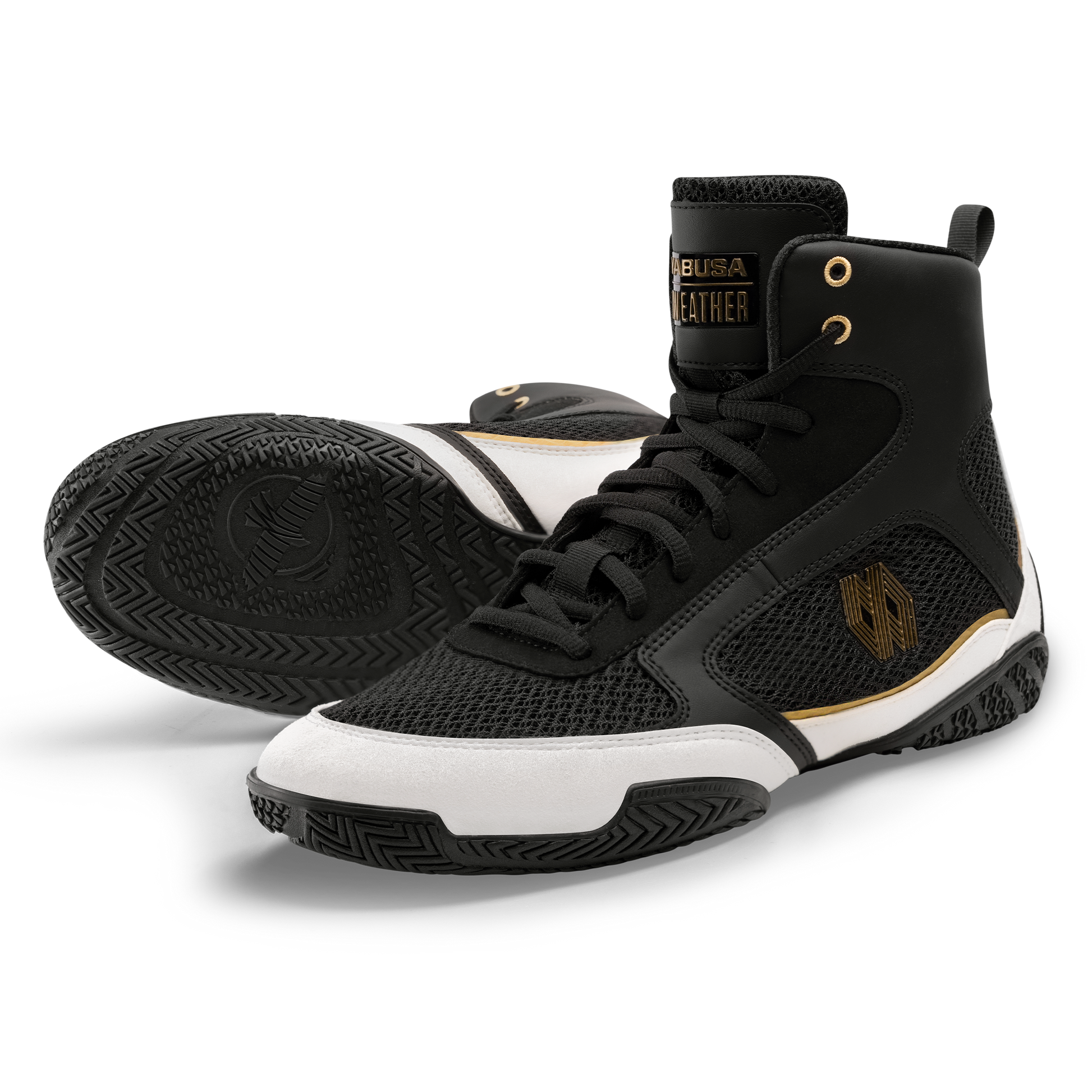Mayweather Champ Boxing Shoes – Black/Gold Top View