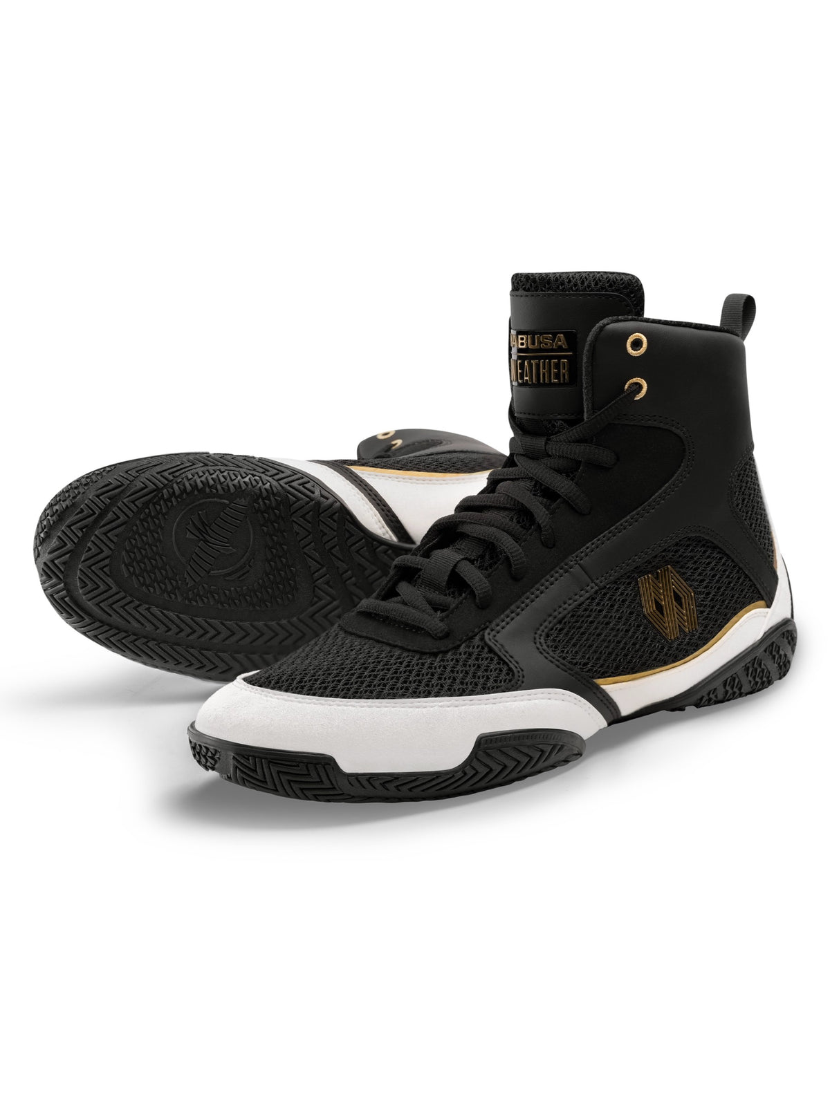 Mayweather Champ Boxing Shoes – Black/Gold Top View