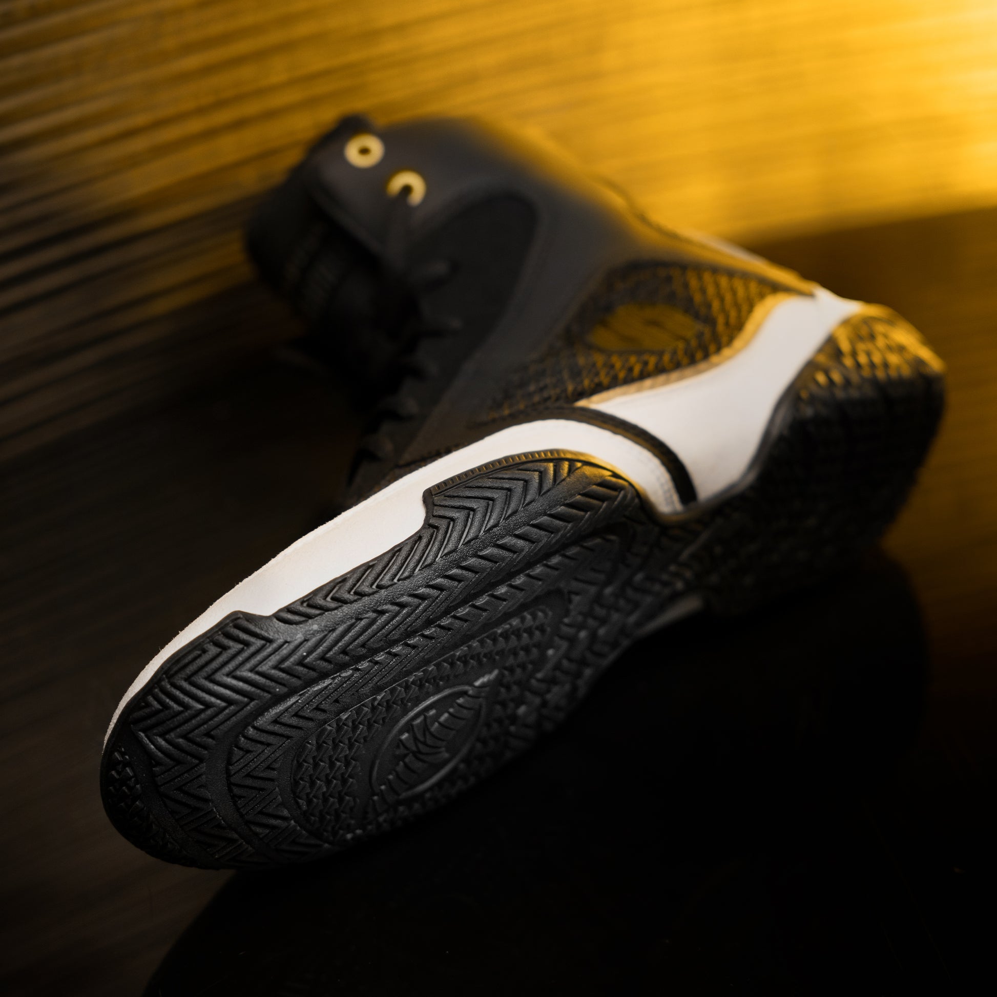Mayweather Champ Boxing Shoes – Black/Gold Detail