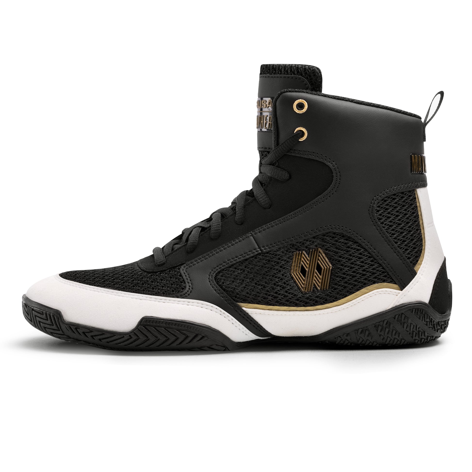 Mayweather Champ Boxing Shoes – Black/Gold Main