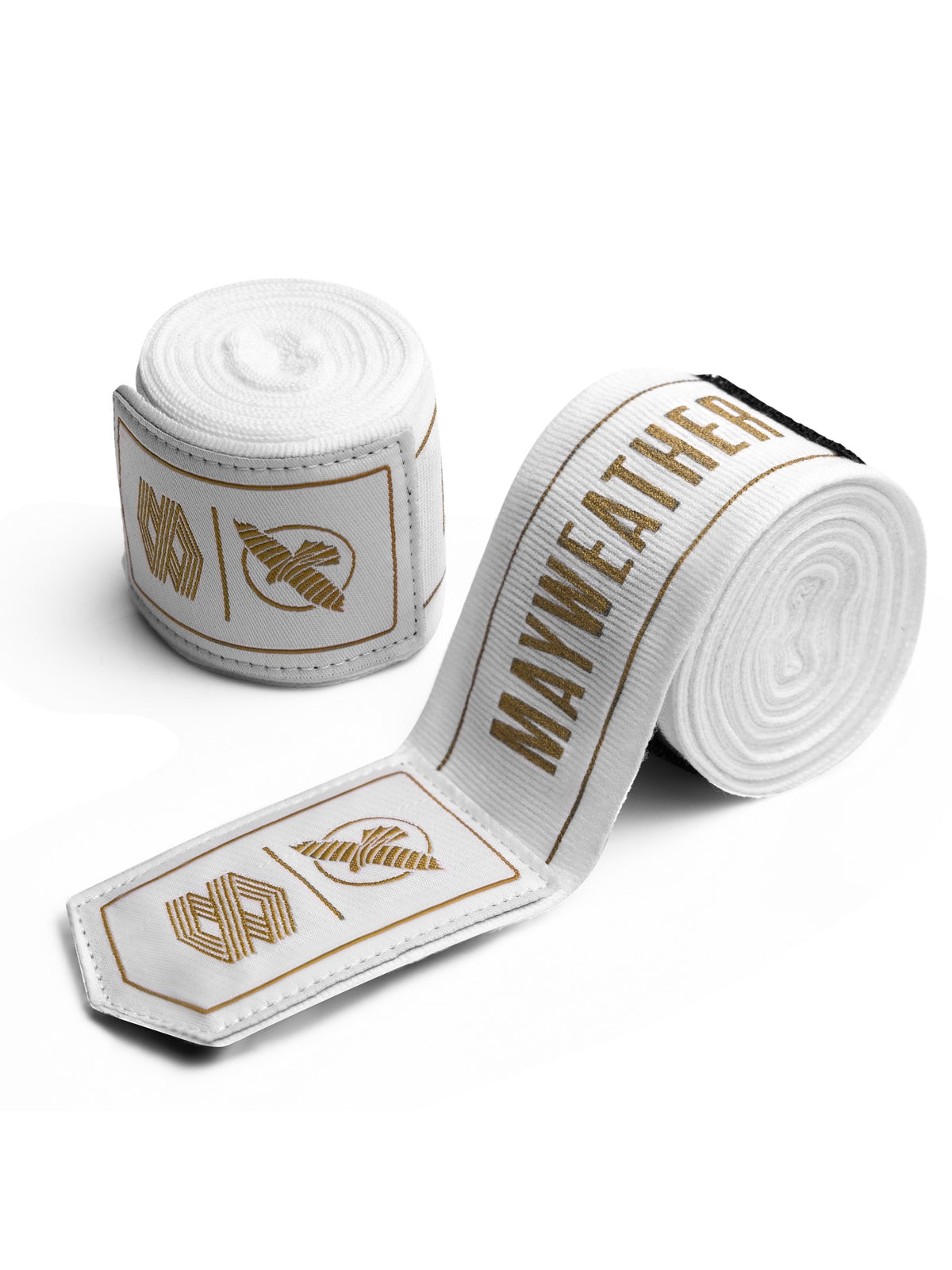 Mayweather 180" Stretch Hand Wraps, white/gold, main image