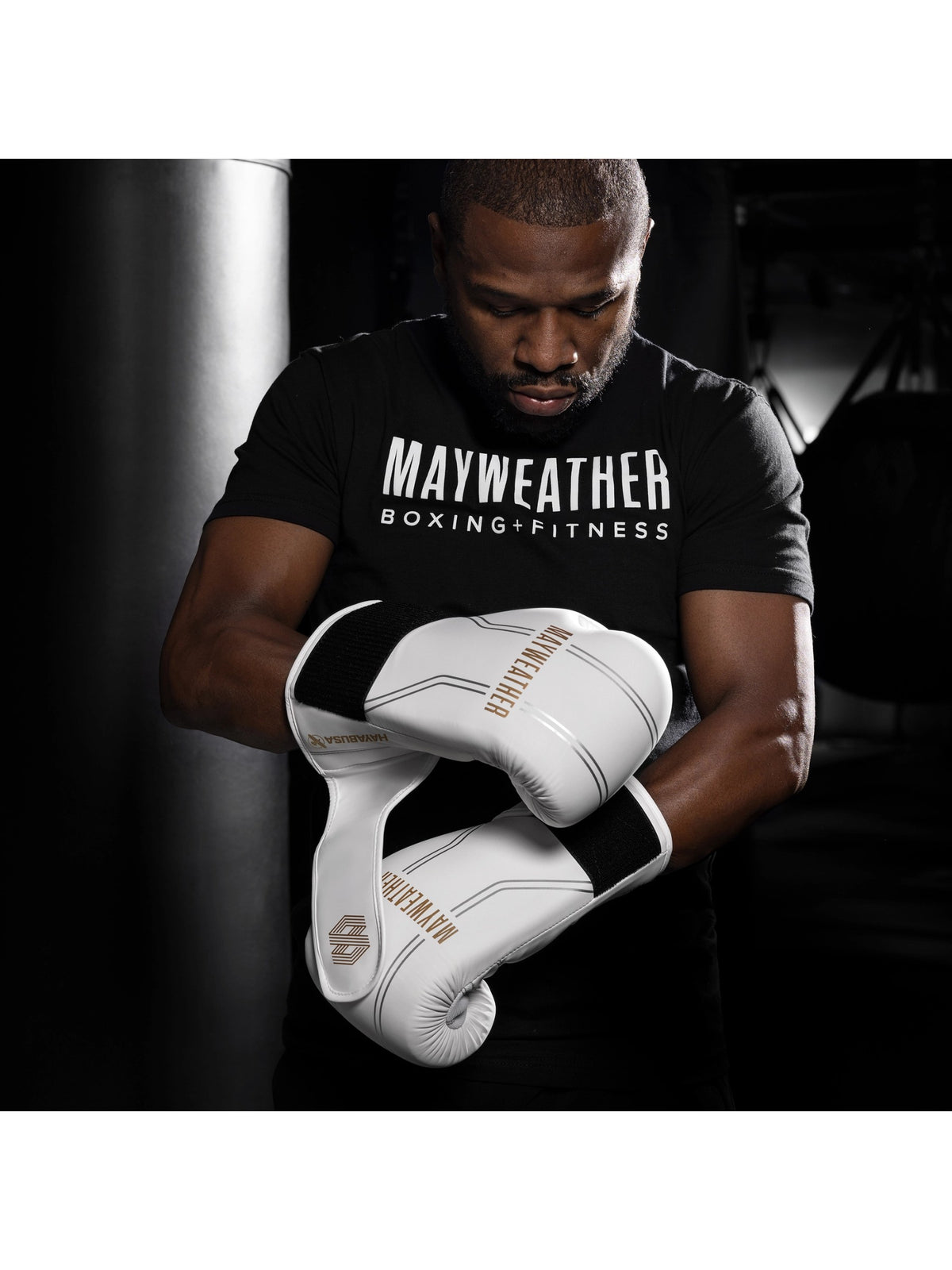 Mayweather Contender Boxing Gloves, white/gold, image 3