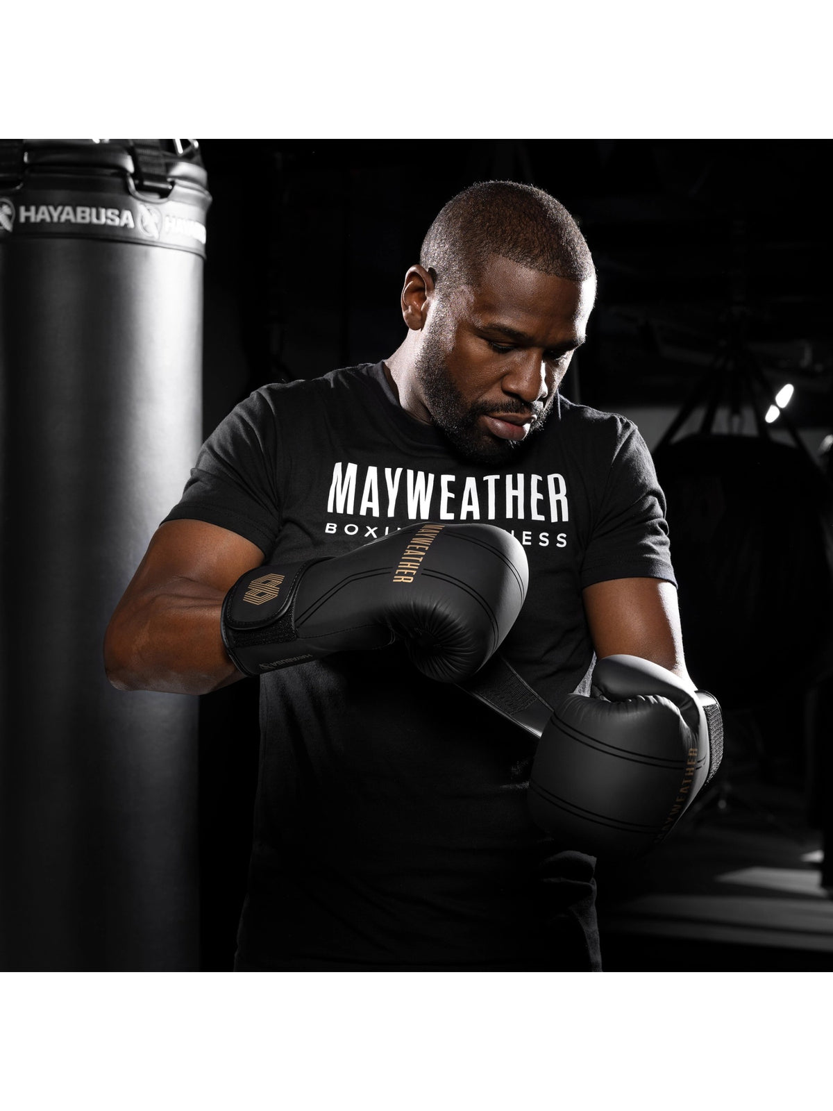 Mayweather Contender Boxing Gloves, black/gold, image 3