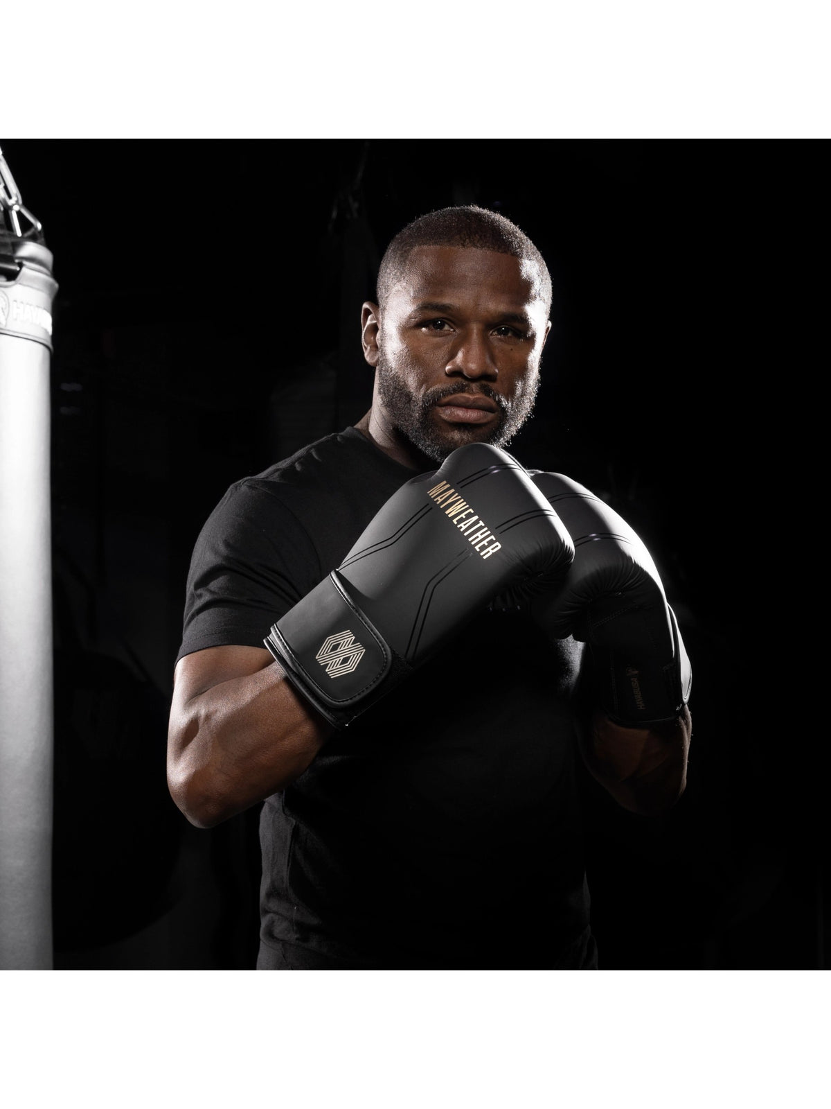 Mayweather Contender Boxing Gloves, black/gold, image 2