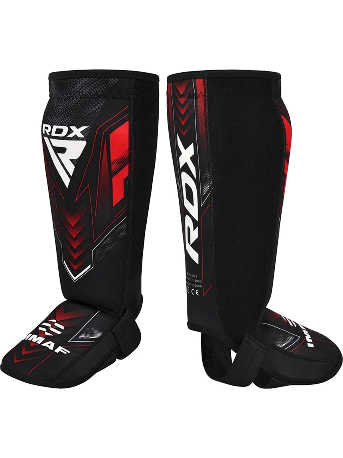 RDX IMMAF Approved Neoprene Shin Instep Guards – Red