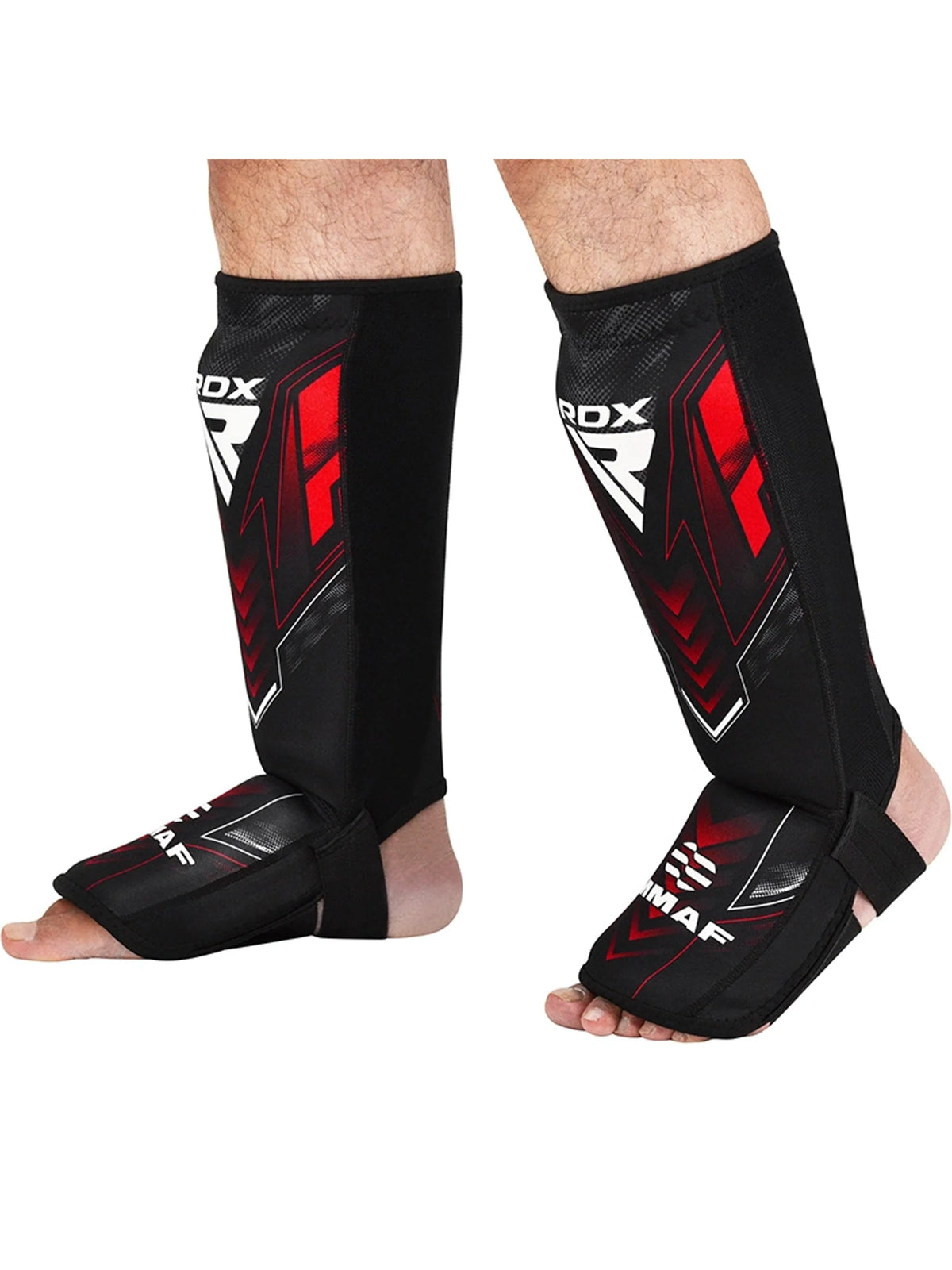 RDX IMMAF Approved Neoprene Shin Instep Guards – Red