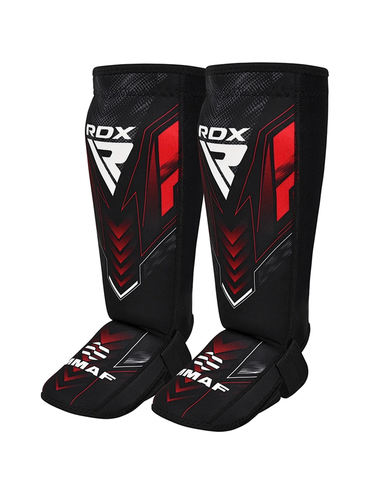 RDX IMMAF Approved Neoprene Shin Instep Guards – Red