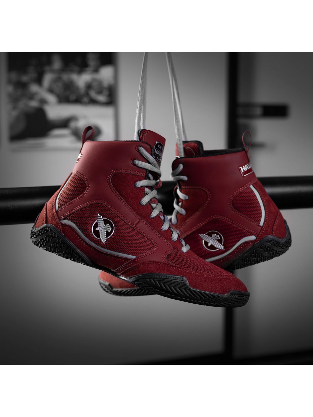 Hayabusa Pro Boxing Shoes, garnet/grey, image 6
