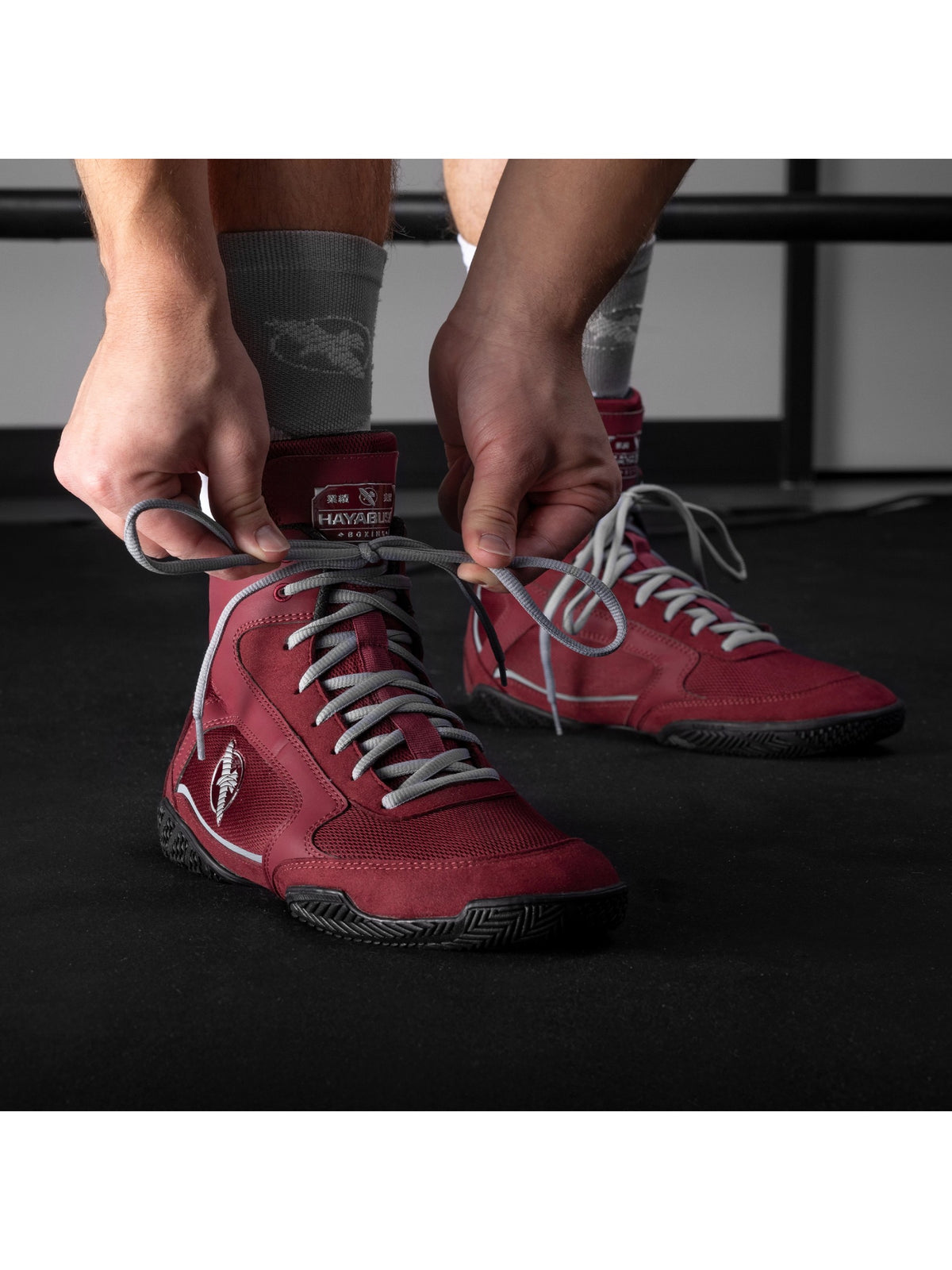 Hayabusa Pro Boxing Shoes, garnet/grey, image 5
