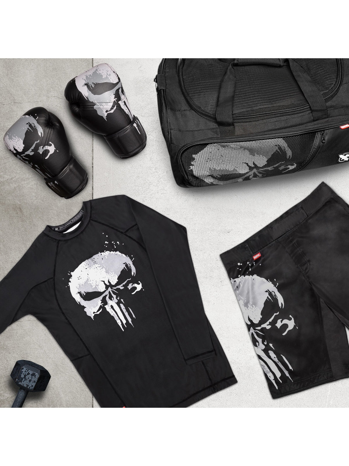Marvel's The Punisher Fight Shorts, black, image 4