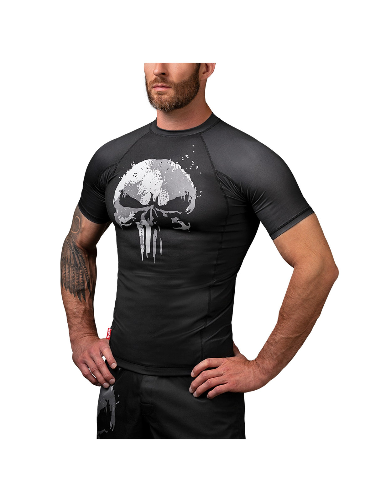 Marvel's The Punisher Short Sleeve Rash Guard, black, main image