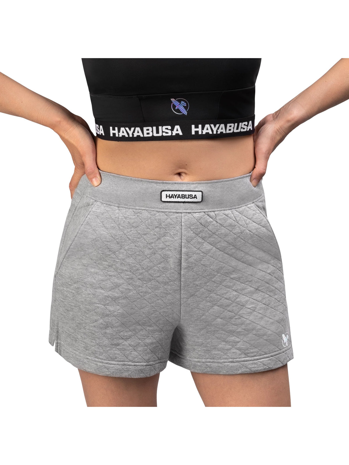 Hayabusa Women's Quilted Training Shorts, heather grey, main image