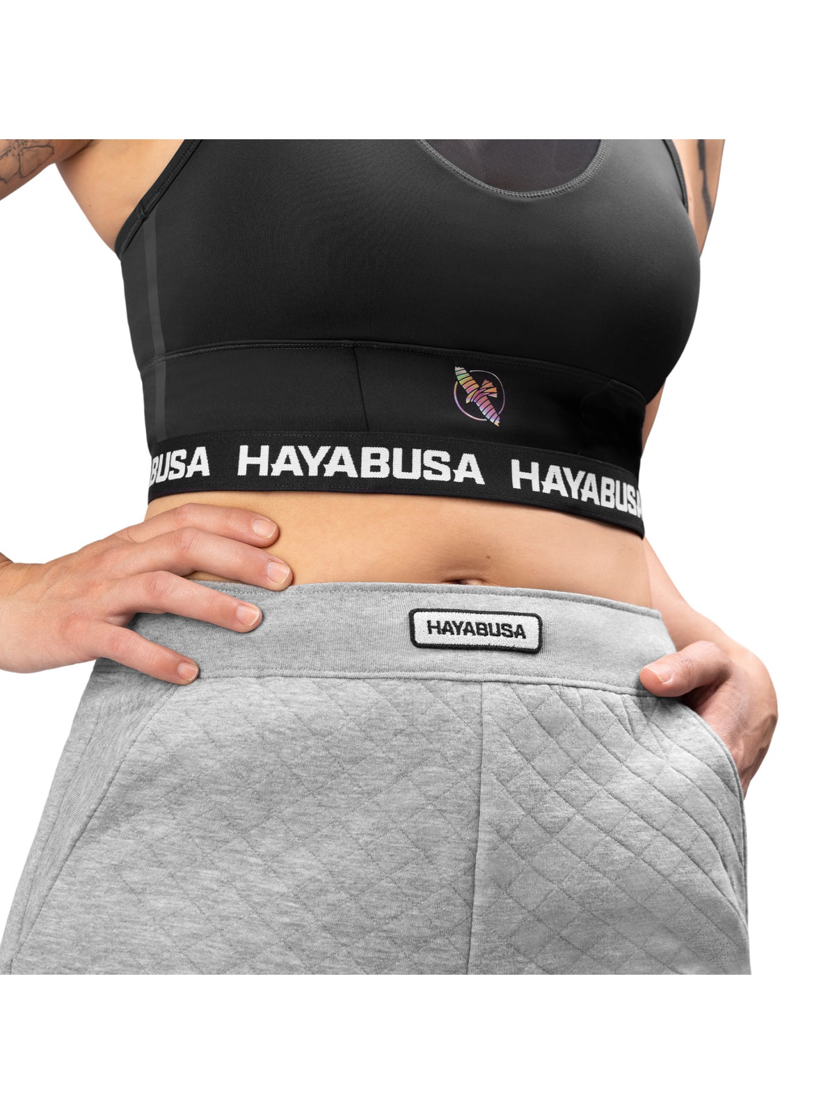 Hayabusa Women's Quilted Training Shorts, heather grey, image 3