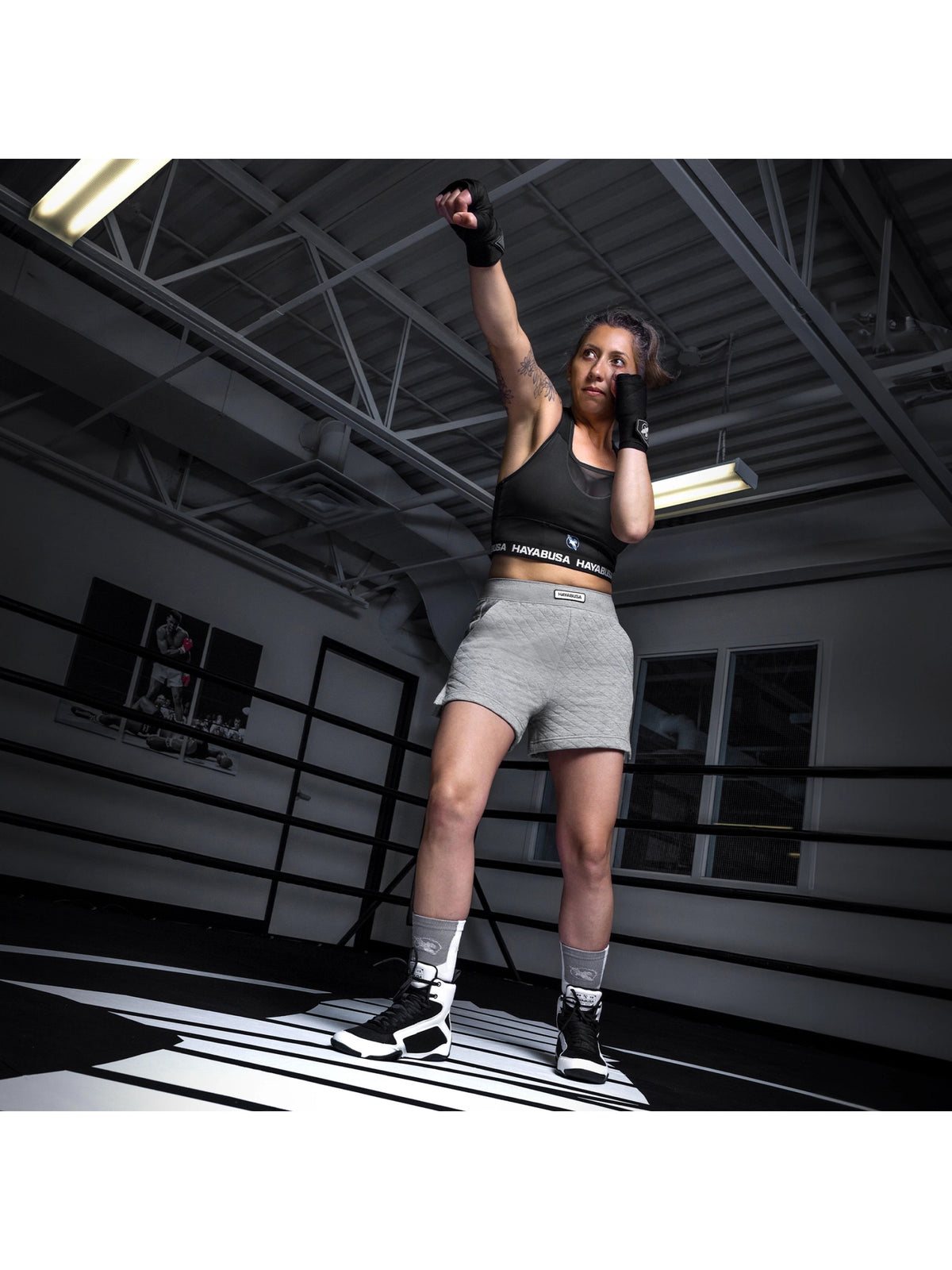 Hayabusa Women's Quilted Training Shorts, heather grey, image 6
